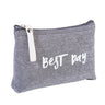 Letter Flower Print Canvas Makeup Bag for Women