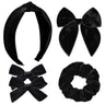 DEEKA Velvet Hair Bows & Knotted Headband & Scrunchy Fable Hair Bow Headband Set Velvet Scrunchies Alligator Clips for Toddler Girls Hair Accessories for Women and Girls (Black)
