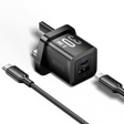 Vention Charger Wall GaN 30W 1xA 1xC+USBC Cable Black TZ-FEQB0-UK-01