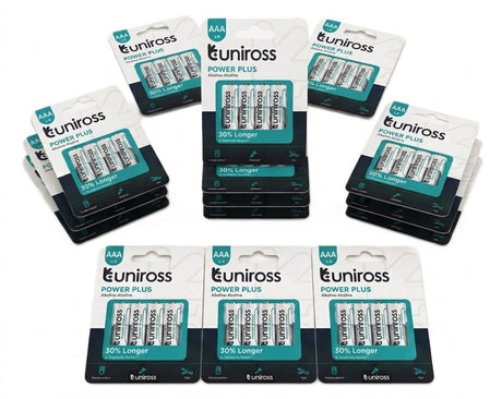 Uniross Alkaline AAA Power Plus Batteries 4 Pcs (Bundle of 15 Packs)