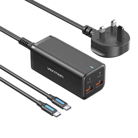 Vention Charger Desktop Station 100W 2xC 2xA+240W Cable Black FBSBG-UK