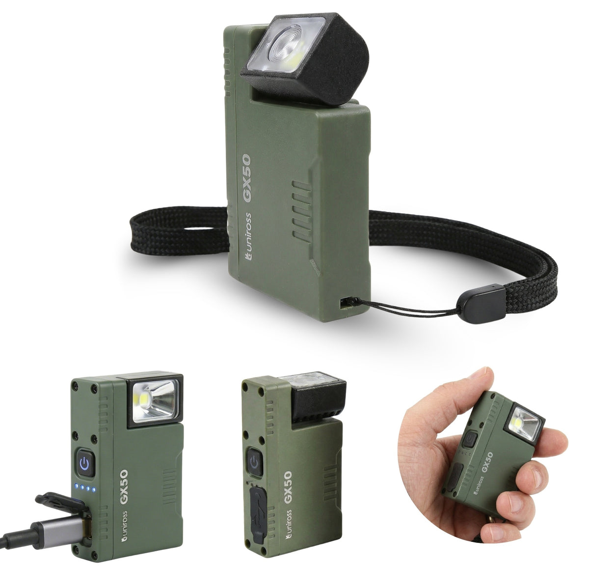 Uniross Light Torch GX50 Rechargeable Torch 150 Lumens with Magnet, Belt Clip & Lanyard