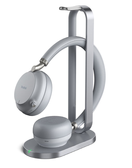 Yealink Headset Wireless Bluetooth NC with Retractablle Mic, B/T Dongle & Charging Stand BH72 Dual Teams Silver