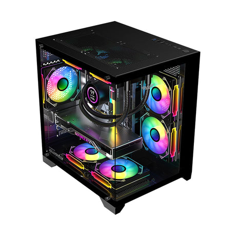 Armaggeddon Gaming Case M-ATX AQUARON WiBO Black (Full Glass & Hidden PSU)