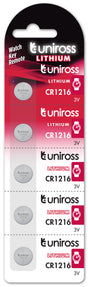 Uniross CR1216 Button Cell Lithium Battery (5pack)