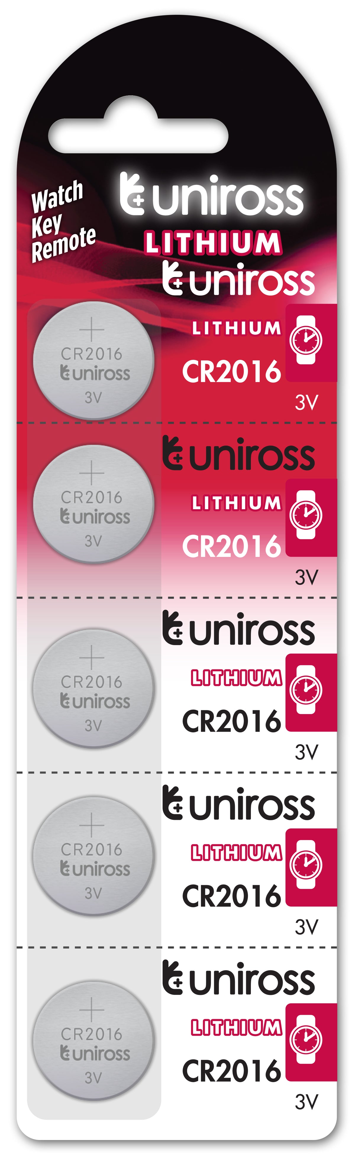 Uniross CR2016 Button Cell Lithium Battery (5pack)