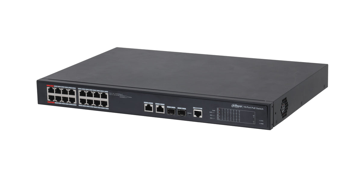 Dahua PoE Switch 16ports+2UP+2SFP 240W Managed PFS4218-16ET-240-V3