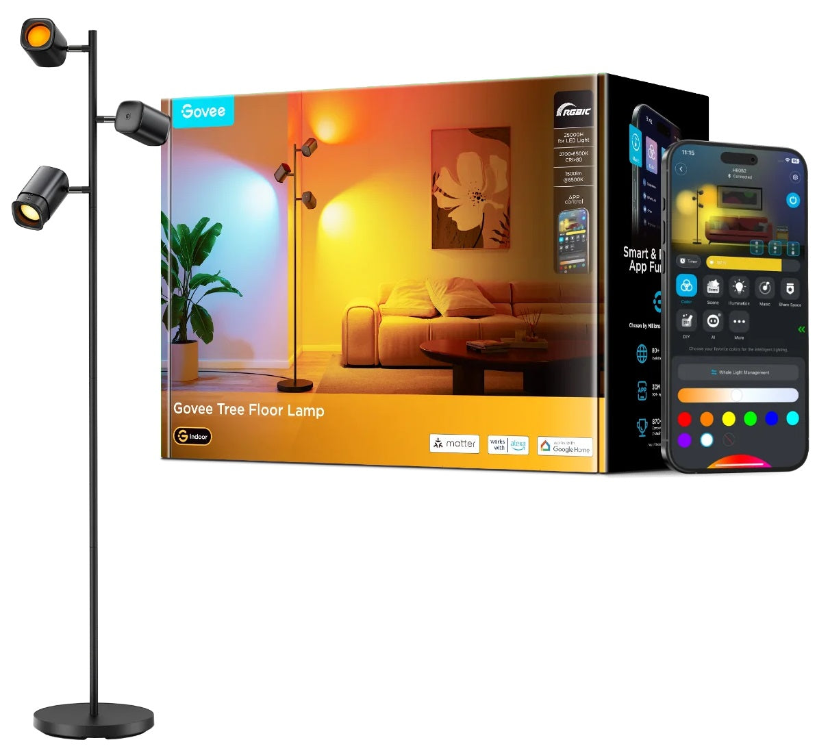 Govee Lamp Floor Smart RGBICWW (Tree Floor Lamp)