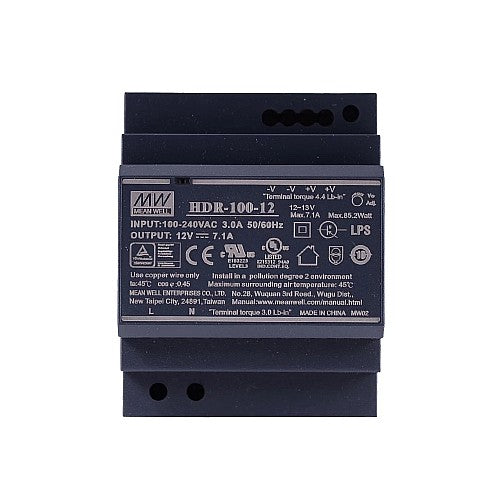 Meanwell HDR-100-12 DIN Rail PSU 12V 100W