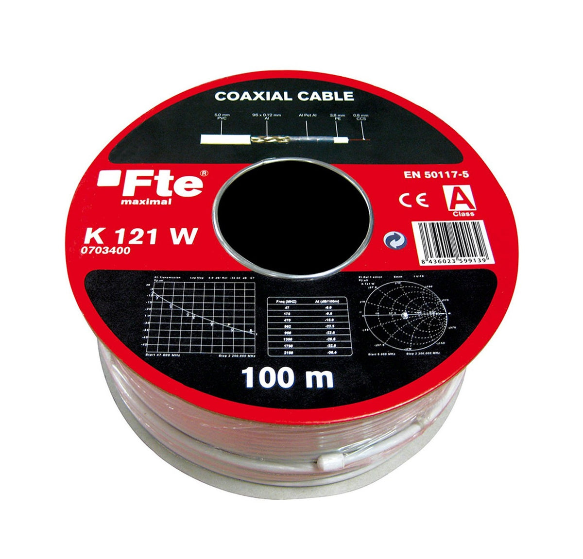 FTE K121W Coaxial Cable 5.0mm 100m