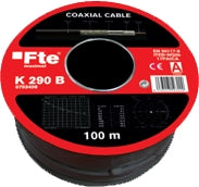 FTE K290B Coaxial Cable Black PE RG6 100m