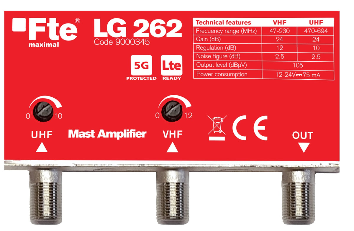 FTE LG262 LTE2 UHF/VHF Mast Amplifier 24dB