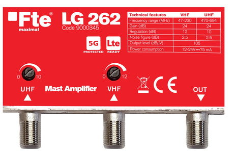 FTE LG262 LTE2 UHF/VHF Mast Amplifier 24dB