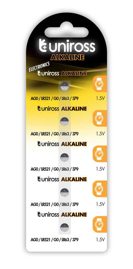 Uniross LR521 AG0 LR63 Alkaline Coin Battery (5pack)