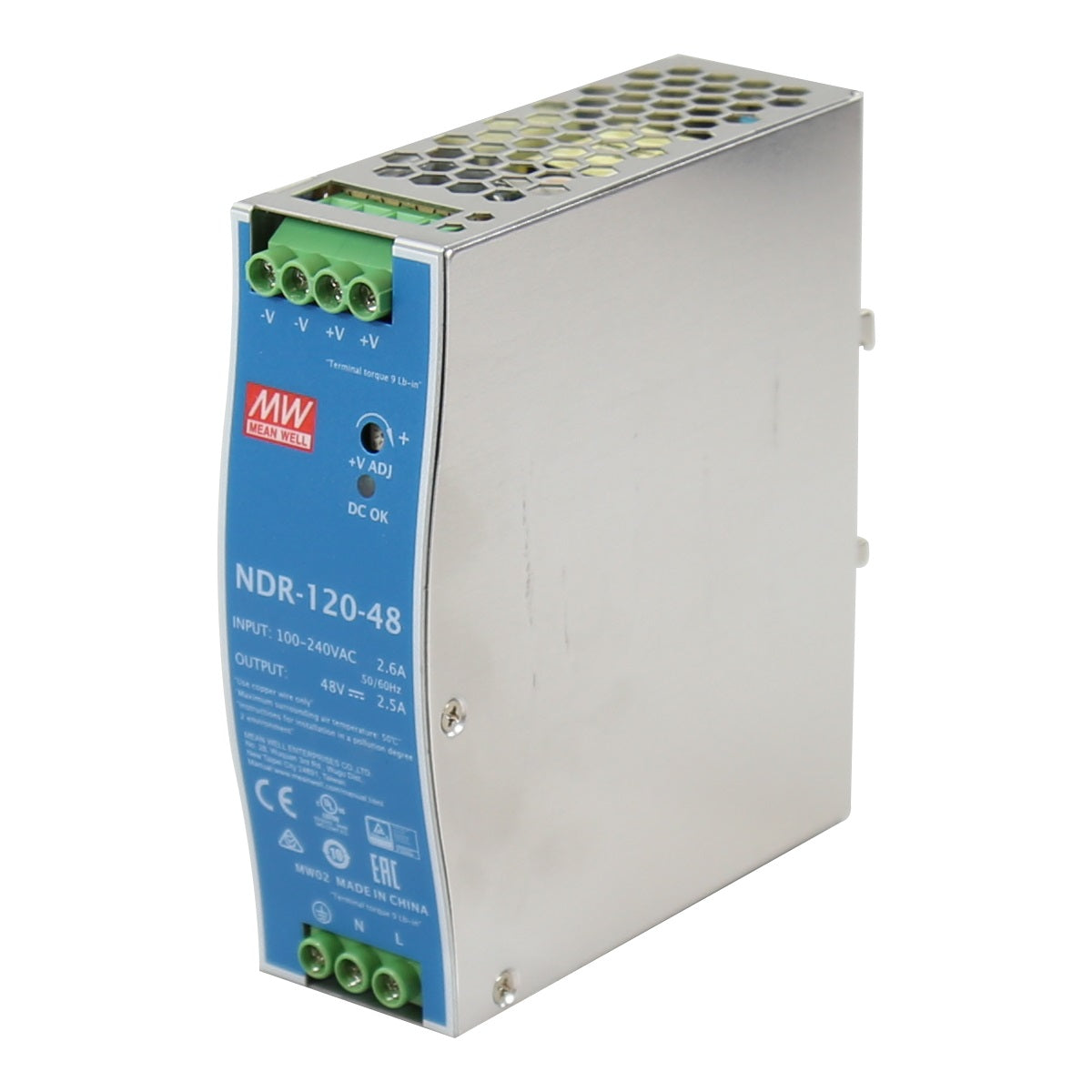 Meanwell NDR-120-48 Industrial DIN Rail PSU 48V 120W