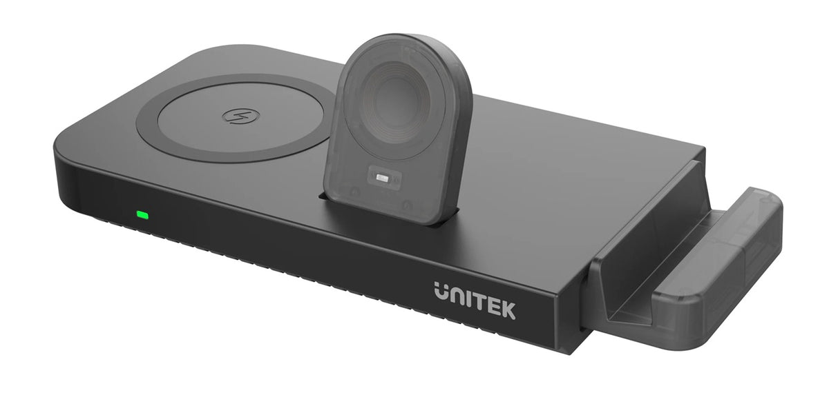 Unitek P1222B 5-in-1 MagMighty Combo 48W 3x Wireless Charging Areas 1x USB-A 1x USB-C