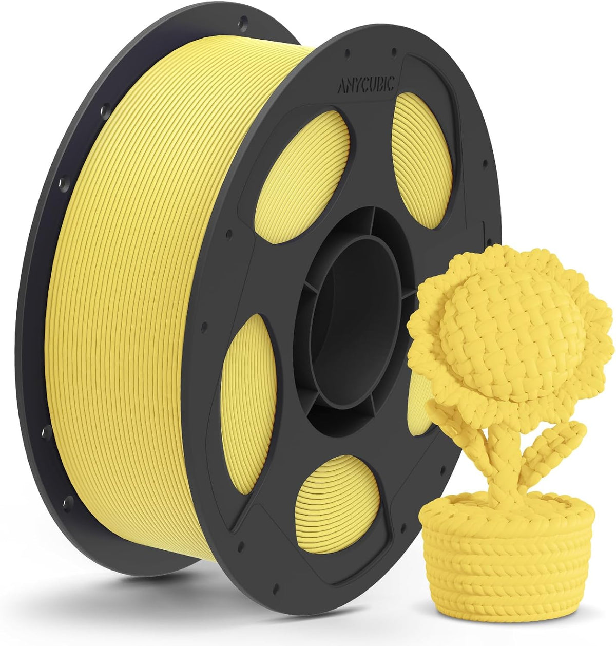Anycubic PLA Matte Filament Yellow 1Kg. Ideal Usage: Architectural models, photography props (where glare must be avoided), artistic sculptures, busts, and low-stress display prototypes.