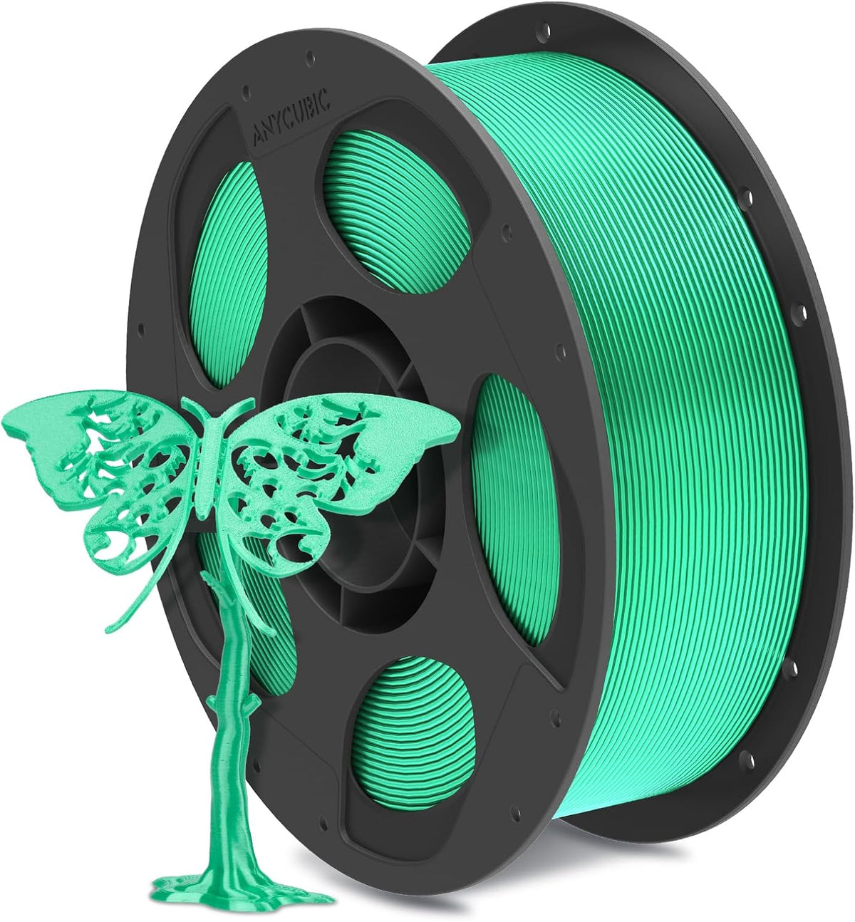 Anycubic PLA Silk Filament Green 1Kg. Ideal Usage: Display models, figurines, cosplay armor/props, vases, jewelry, and decorative items where a premium, metallic, or glossy aesthetic is desired.