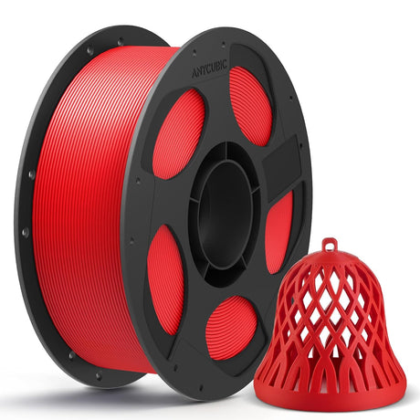 Anycubic PLA Basic Filament Texture Red 1Kg.  Ideal usage: Concept models, decorative items, rapid prototypes, and low-stress household gadgets.
