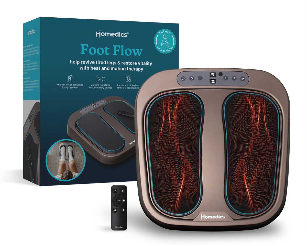 Homedics PSL-2000H Foot Flow Vibration Motion Therapy Foot Massager & Mobility Booster with Heat Option & Remote Control