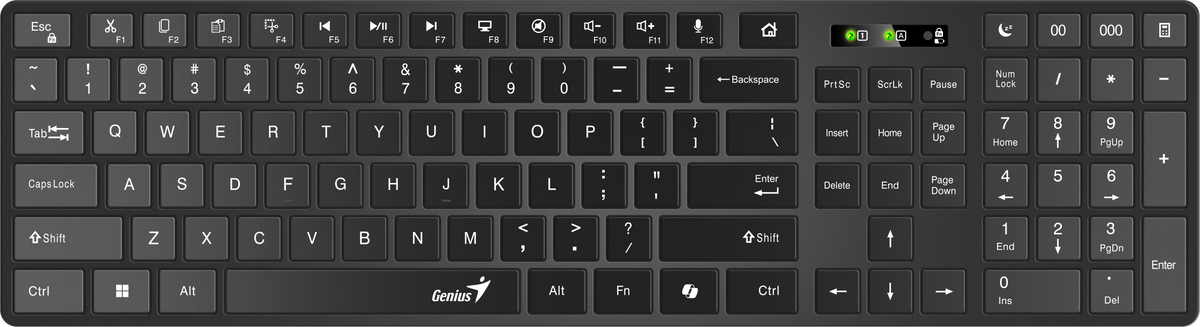 Genius Keyboard Wireless & BT AI Hot Keys SlimStar 7250BT Black English