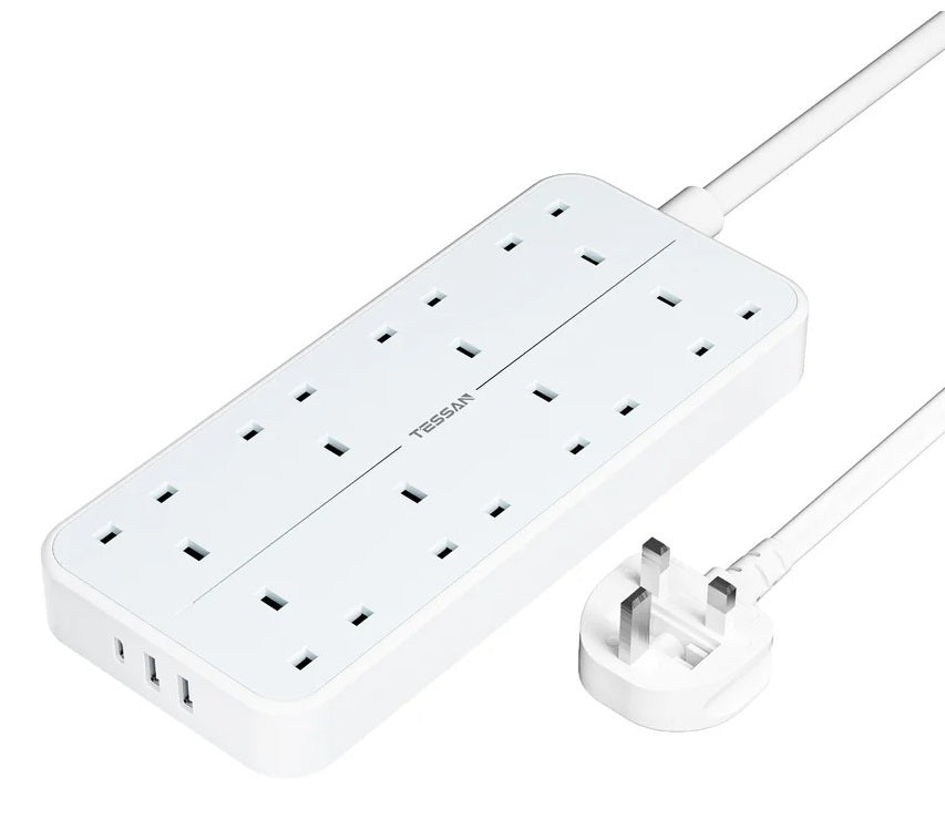 Tessan 8-Gang Extension 2 USB-A USB C 2m 13A TS-204-C