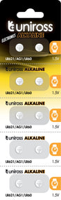 Uniross Alkaline-Coin LR621 AG1 LR60 Battery (10pack)