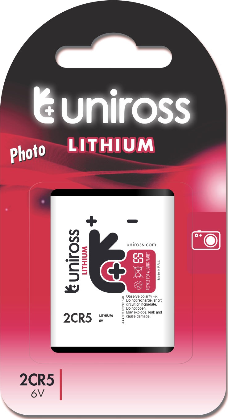 Uniross 2CR5 (DL245, EL2CR5) 6V Lithium Battery (single)
