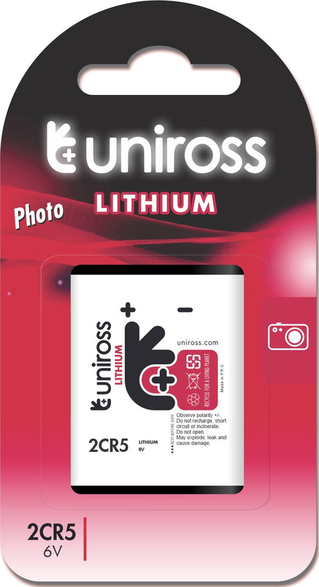 Uniross 2CR5 (DL245, EL2CR5) 6V Lithium Battery (single)