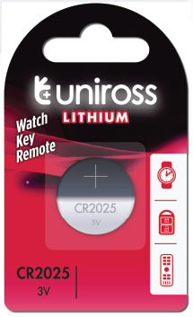 Uniross CR2025 Button Cell Lithium Battery (1pc)