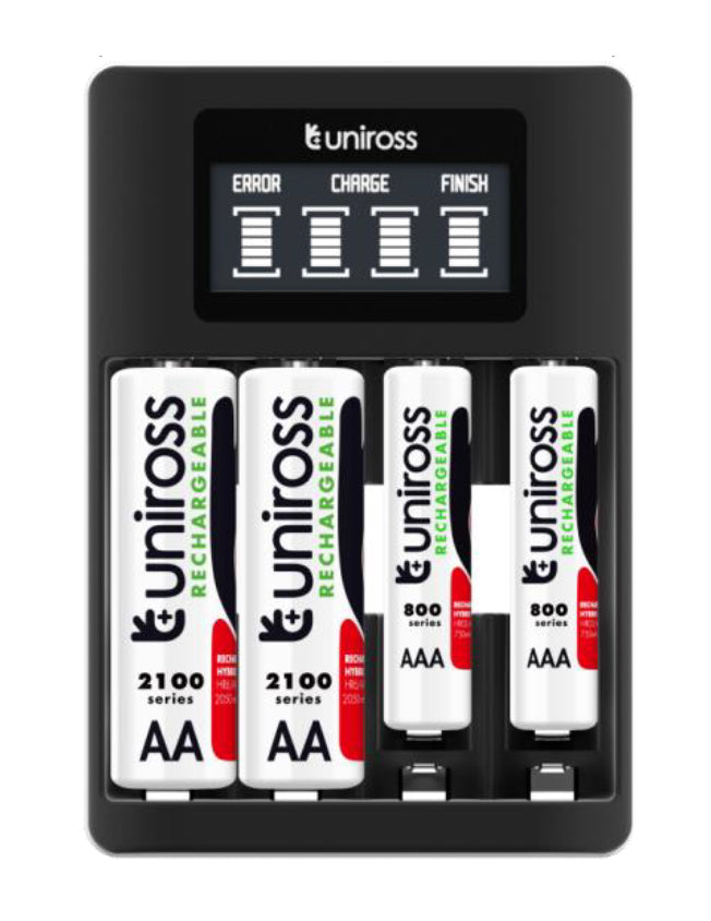 Uniross UCU002A Fast 2hr USB Charger for AA/AAA Incl 4xAA 2100 Batteries