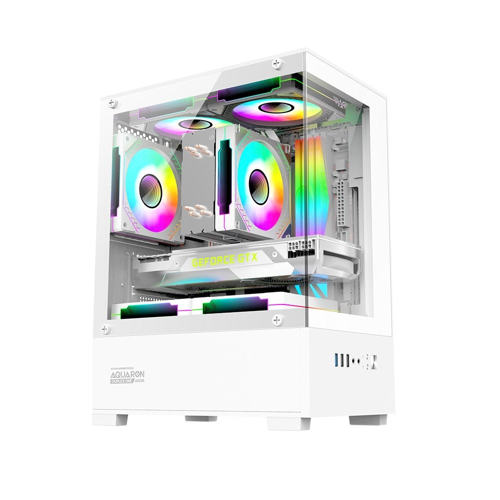 Armaggeddon Gaming Case M-ATX AQUARON Duplex ONE White + 3xARGB (Bottom USB)