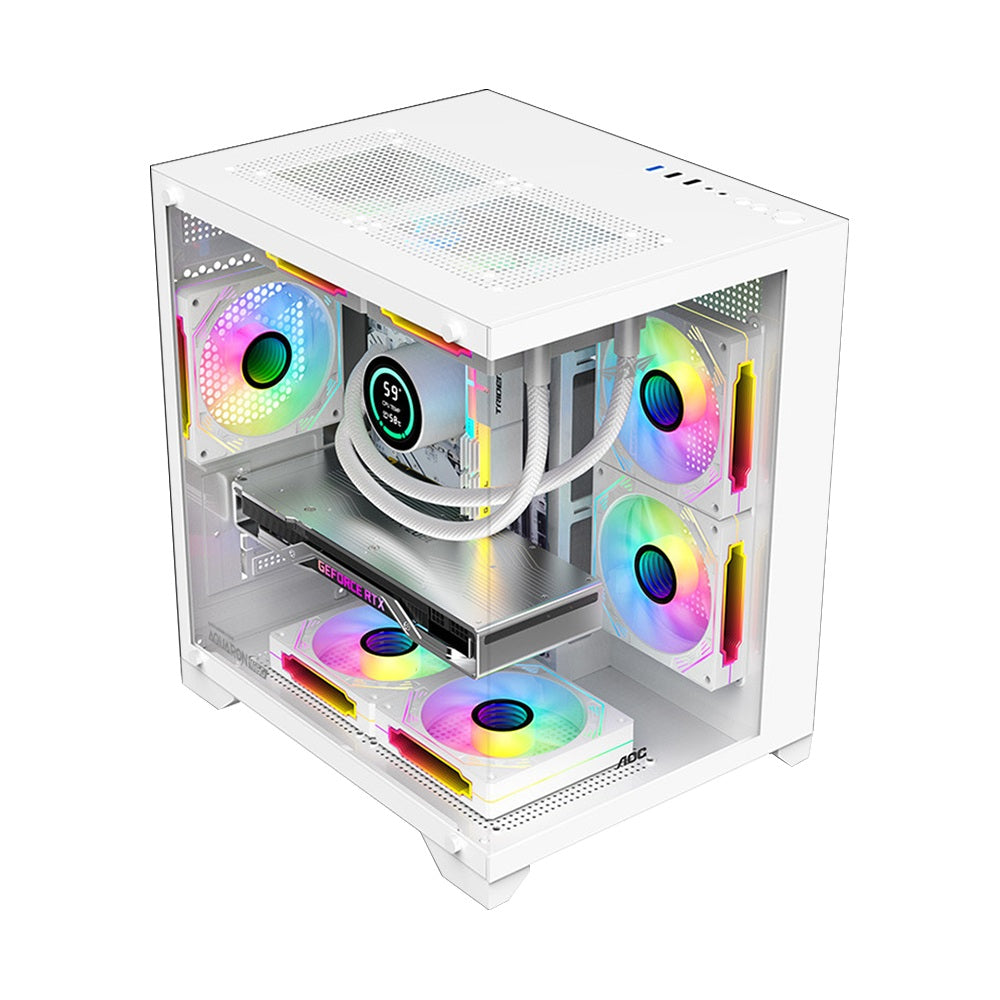 Armaggeddon Gaming Case M-ATX AQUARON WiBO White (Full Glass & Hidden PSU)