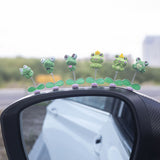 Frog Car Dashboard Bobblehead Decoration with Green Leaves