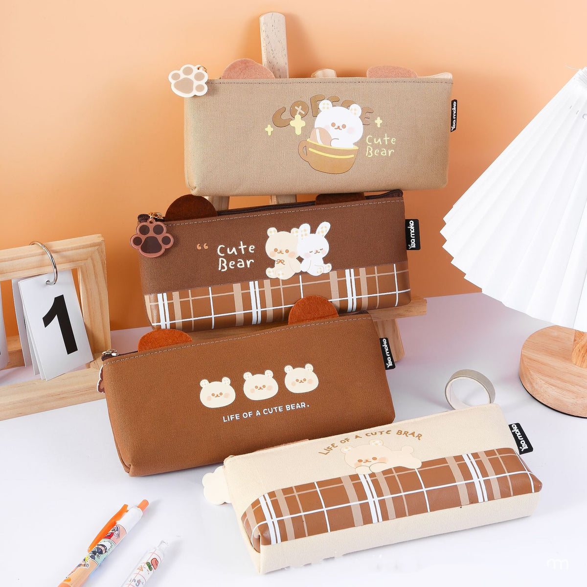 Canvas Zipper Pen Bag for Student Stationery Storage