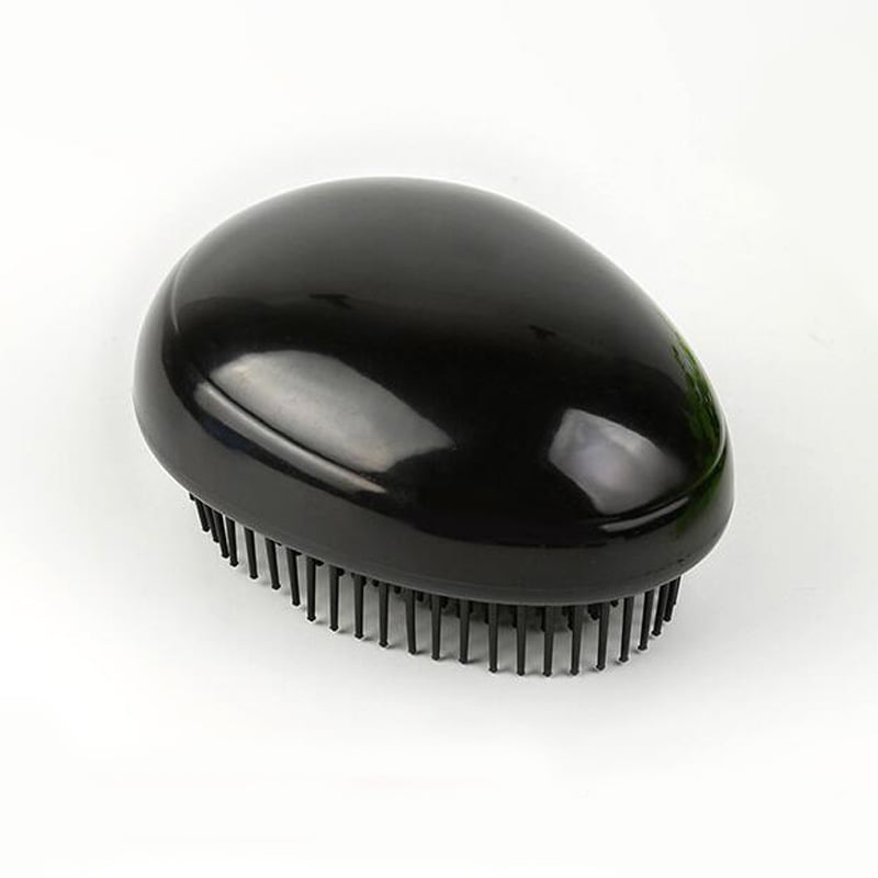 Smooth Black Plastic Egg Massage Hair Comb