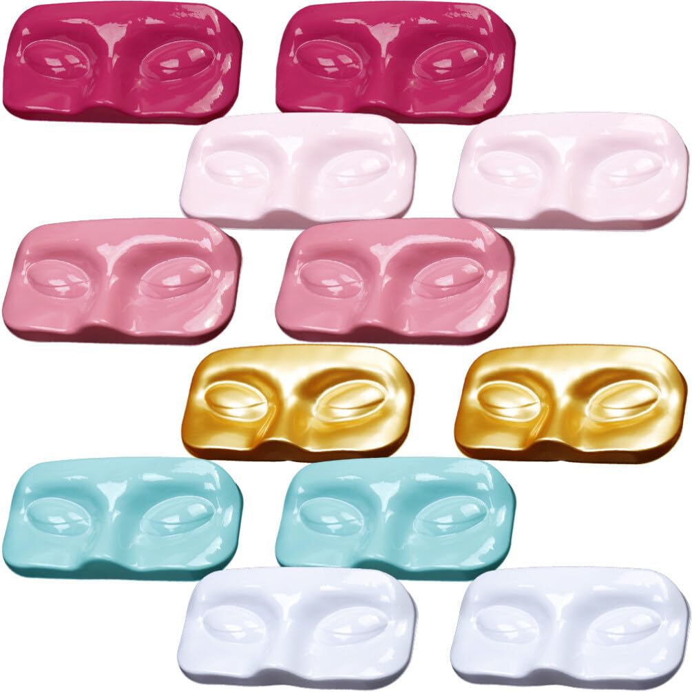 Mobestech 12Pcs Empty Eyelash Trays Holder Plastic False Eyelash Storage Cases Fake Eyelash Packaging Boxes Face Shape Lash Container Holder Eyelash Storage Trays