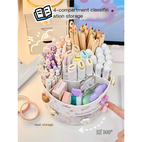 Large Capacity Rotating Pencil Holder Organizer