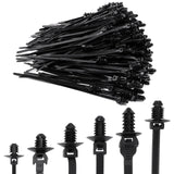 SWZHAI 240 PCS Push Mount Zip Ties Nylon Car Mount Wire Ties Snap in Cable Zip Ties Black Push Mount Cable Ties Automotive Zip Ties Fastener Wire Harness Clips for Wire Tying (6-Types)