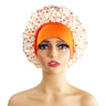 Wide-Brimmed Satin Printed Shower Cap for Beauty