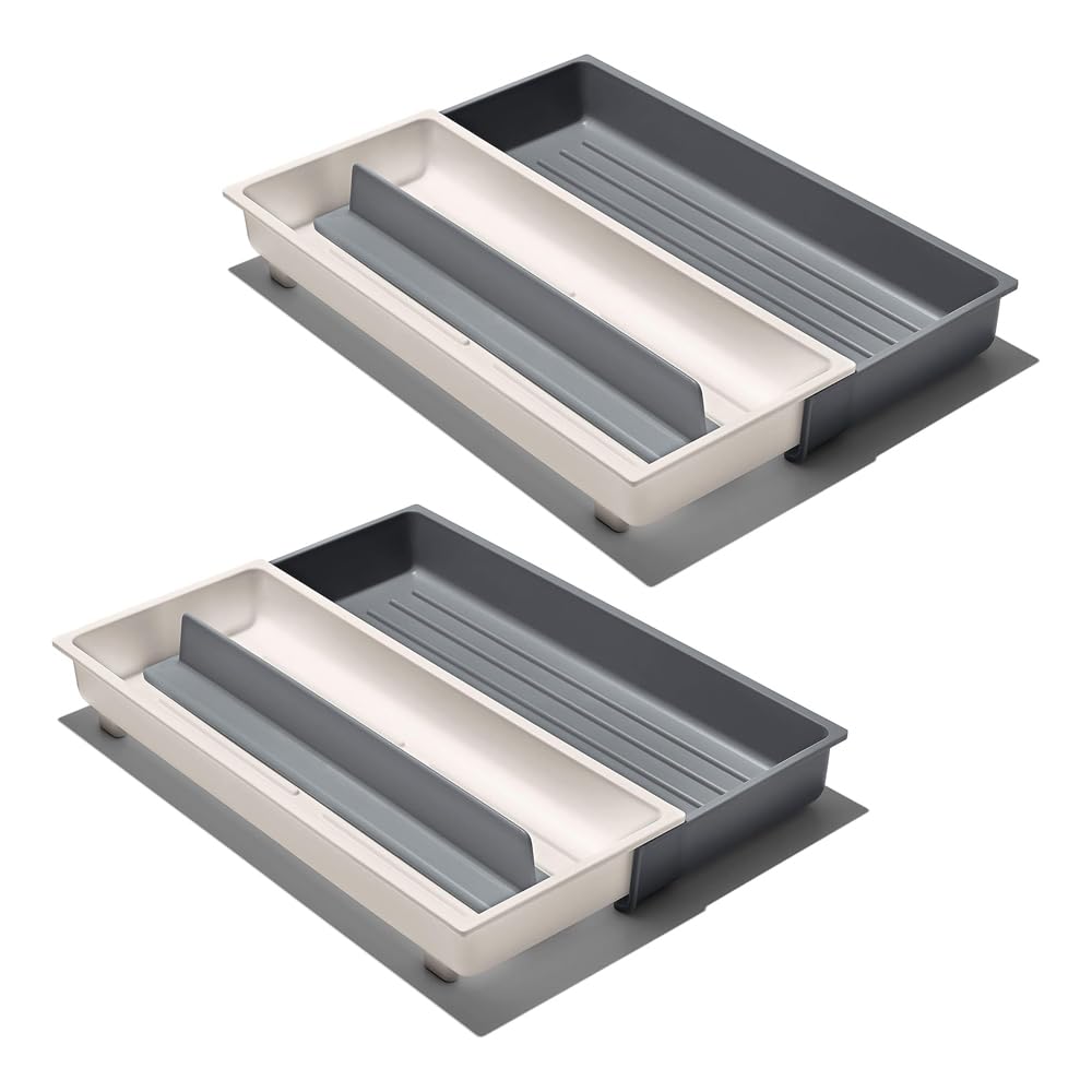 OXO Good Grips Kitchen Drawer Expandable Long Tool Organizer White - Pack of 2