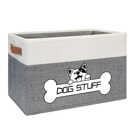 Thankspaw Foldable Dog Toy Box Fabric Dog Toy Bin Folding Organizer Home Décor Bin with Handle Collapsible Toy Box Organizer for Pet Leash Blanket Chew Toys and Accessories