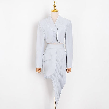 Beveled Pleated Skirt Suit