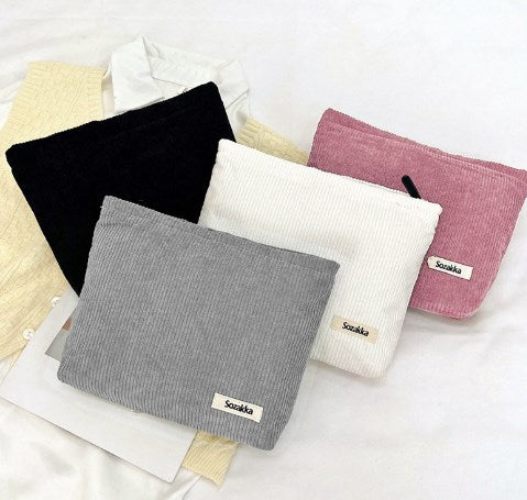Corduroy Travel Cosmetic Bag - Large Capacity Organizer