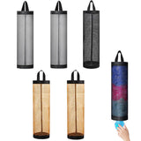 OWMOSYX 6 Pcs Plastic Bag Holder for Grocery Bags Hanging Storage Bags Plastic Mesh Bags Dispenser Organizer Trash Bags Grocery Shopping Bag Holder for Home and Kitchen (2 Black+2 Grey+2 Yellow)