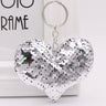 Sequin Heart Bag Charm with Reflective Keyring Design