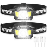 Rechargeable Headlamp 2 Pack 1200 Lumens Motion Sensor Head Lamp with Red Light 8 Modes Super Bright LED Headlight WaterProof Head Flashlight for Outdoor Camping Hiking Running Fishing Hunting