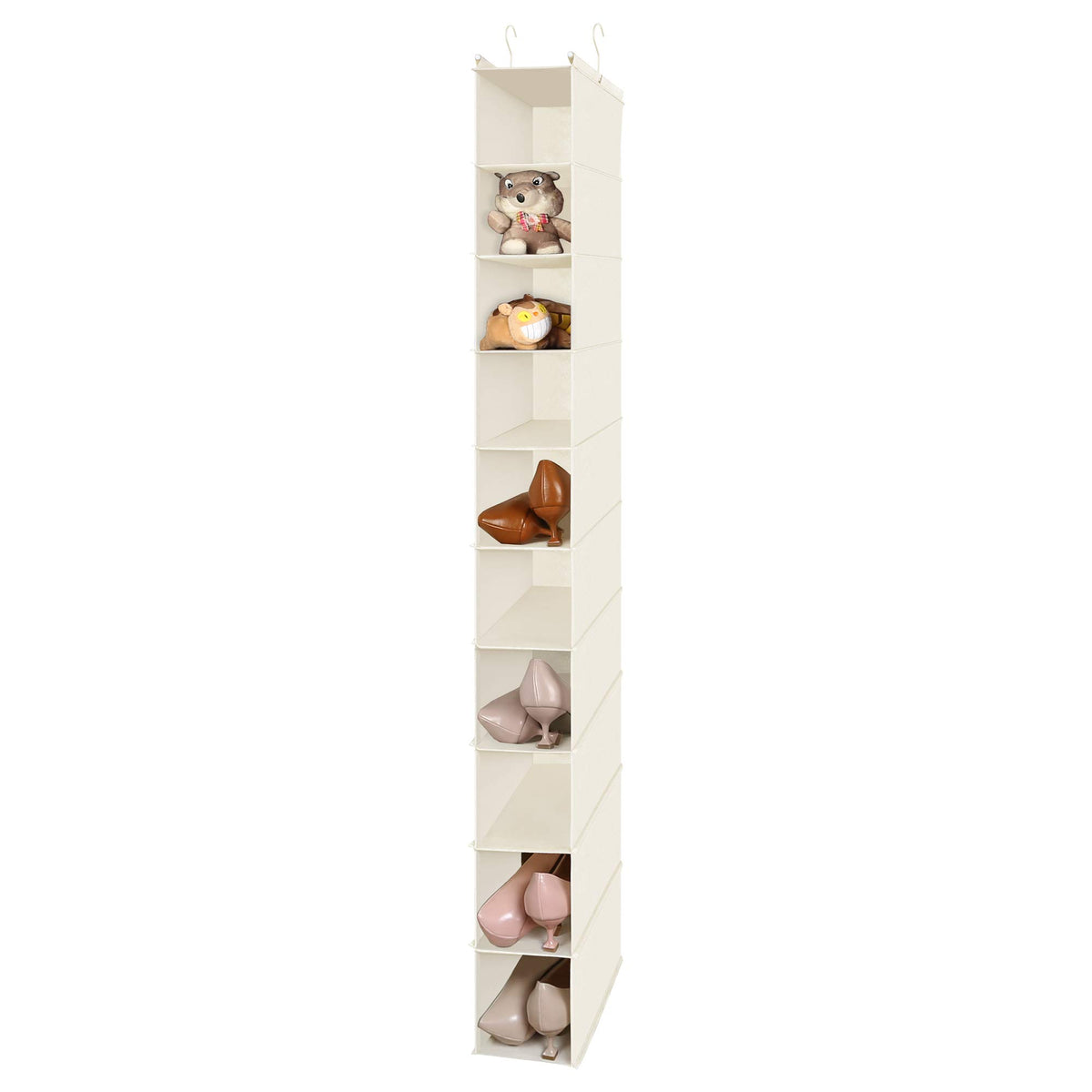 MAX Houser 10-Shelf Hanging Shoe Shelf Organizer Hanging Shoe Storage for Closet (Beige)