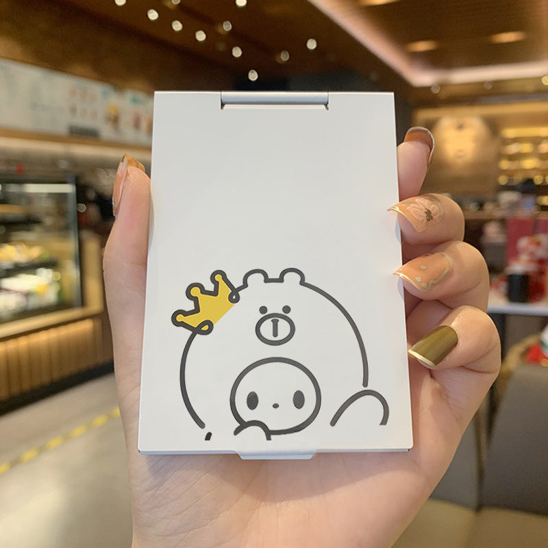 Portable Cartoon Folding Crown Monkey Makeup Mirror