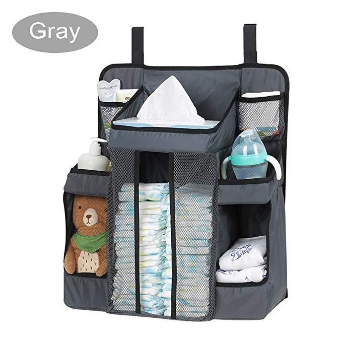Baby Crib Storage Bag for Bottles and Diapers
